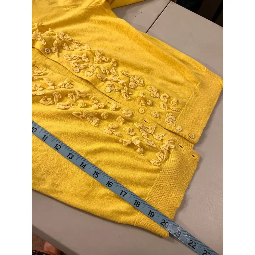 J.Crew Yellow Cashmere Cotton Embellished Button Front Cardigan Sweater Size XS